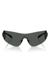 Versace Eclipse 142mm Rimless Wrap Shield Sunglasses In Dark Grey
