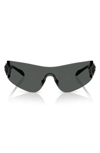 Versace Eclipse 142mm Rimless Wrap Shield Sunglasses In Dark Grey