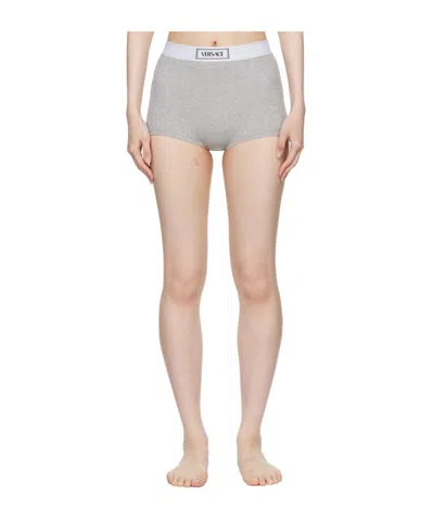 Versace Elastic Rib Knitted Boxer Briefs In Nude