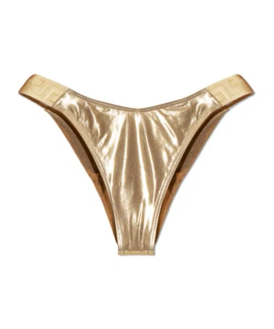Versace Elastic Waist Bikini Bottoms In Nude