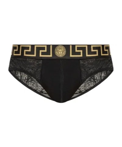 VERSACE VERSACE GRECA-BORDER LACE PANTIES