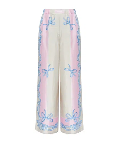 Versace Elastic Waist Casual Pants In White