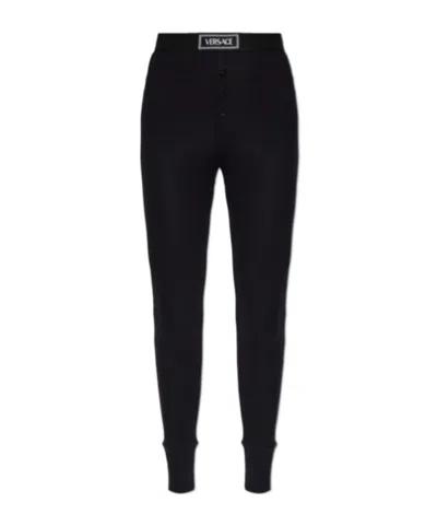 Versace Elastic Waist Leggings In Black
