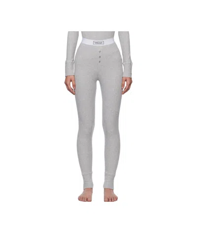 Versace Elastic Waist Leggings In Gray