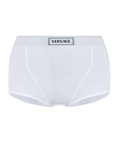 Versace Elastic Waist Panties In White
