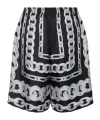 Versace Men Medusa Chains Silk Shorts In Black