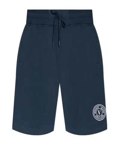 Versace Elastic Waist Shorts In Blue