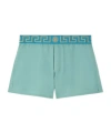 Versace Greca-border Swim Trunks In Blue