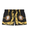 Versace Elastic Waist Swim Trunks In Yellow