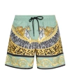 Versace Tiger-print Drawstring Swim Shorts In Green