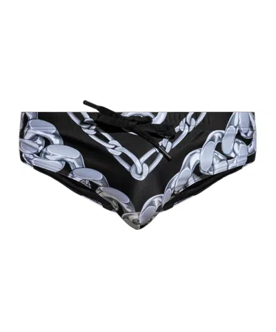 Versace Elastic Waist Swimming Trunks In Black