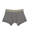 Versace Gray Greca Border Boxer Briefs In Gray