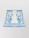 Versace Underwater Barocco Bicolor Foulard Cotton Poplin Pull-on Shorts In Blue
