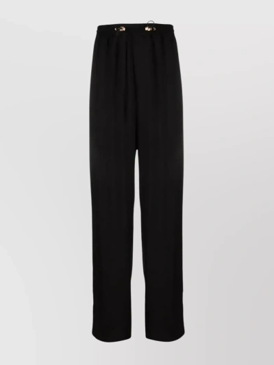 Versace Elasticated Waistband Trousers With Wide Leg And Metallic Embellishments In Black