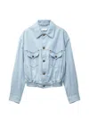 Versace Elasticated-waist Denim Jacket In Blue