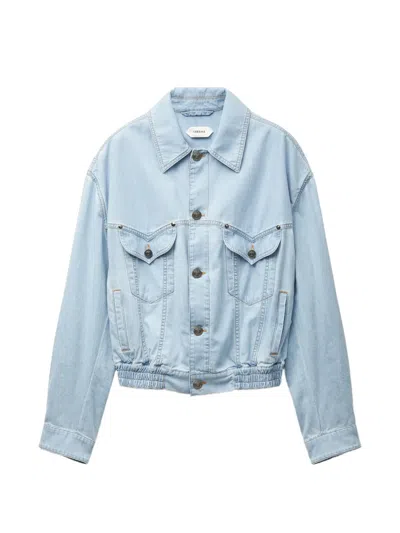 Versace Elasticated-waist Denim Jacket In Blue