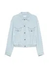 Versace Blue Chambray Denim Bomber Jacket In Blue