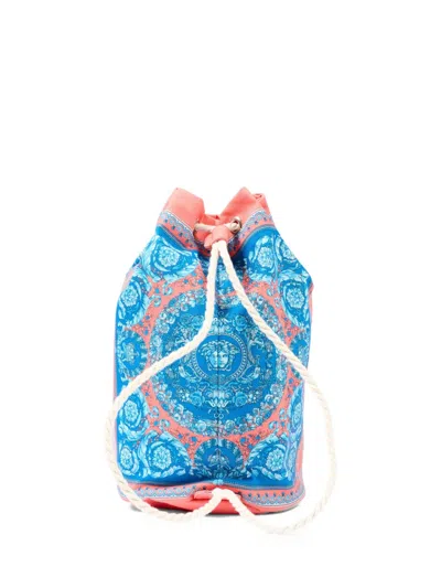 Versace Kids' Electric Barocco Medusa Floral Bag In Blue