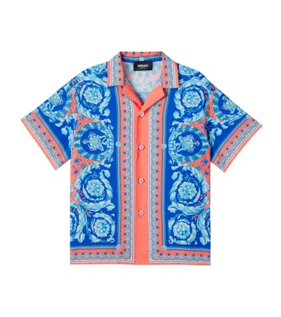 Versace Kids' Electric Barocco Shirt In Blue