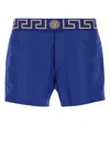 Versace Blue Swimsuit With Greca Pattern