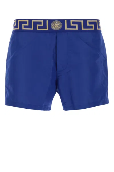 VERSACE BERMUDA MARE IN POLIESTERE BLU ELETTRICO  UOMO