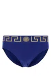 Versace Electric Blue Stretch Nylon Swimming Brief In Blue