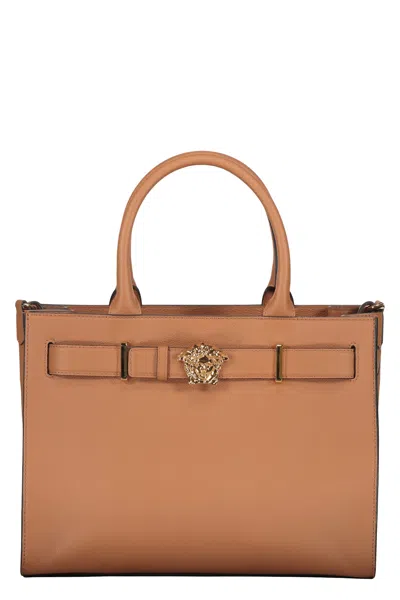 Versace Elegant And Sophisticated Brown Leather Handbag