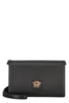 Versace Elegant Black Leather Bag Versatile In Black