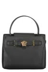 Versace Elegant Black Leather Bag With Golden Closure In Black