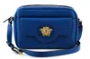 Versace Blue Calf Leather Camera Shoulder Bag In Blue