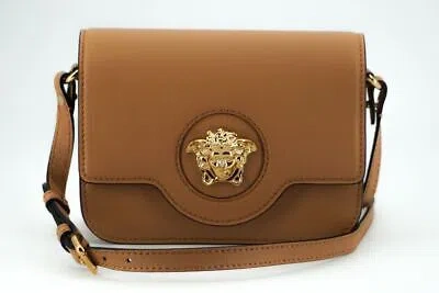 Pre-owned Versace Elegant Calf Leather Shoulder Bag In Brown