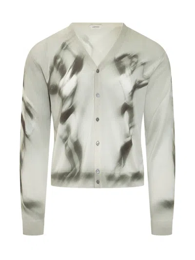 Versace Elegant Cardigan With Decorative Buttons In Grey