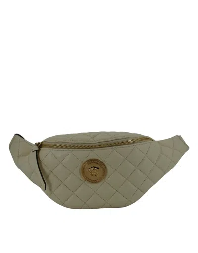 Versace Elegant Lamb Leather Belt Women's Bag In Beige