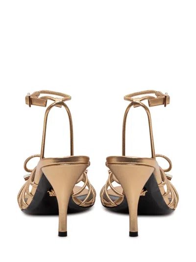 Versace Elegant Leather Heels In Brown