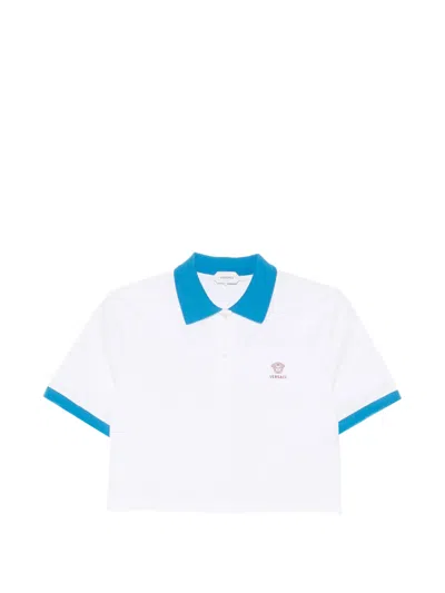 Versace Elegant Pique Polo Shirt With Embroidered Logo For Women In Animal Print
