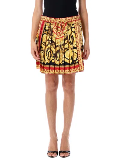 Versace Elegant Silk Mini Skirt For Women - Fw25 Collection In Burgundy