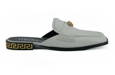 Pre-owned Versace Elegant White Leather Flat Slides