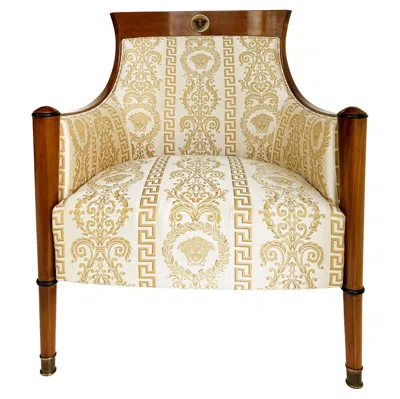 Pre-owned Versace Elena Italianate Biedermeier-style Chair By Gianni  Home With Medusa In Brown