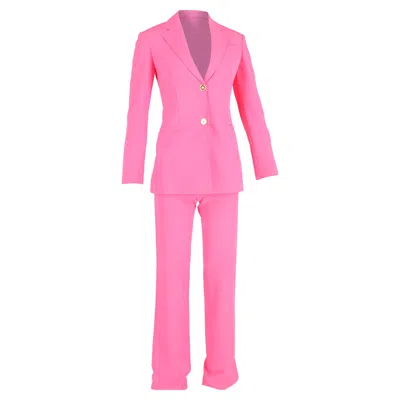 Versace Embellished Button 3-in-1 Suit Set In Pink Wool