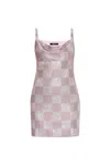 VERSACE VERSACE EMBELLISHED CHECKED MINI DRESS