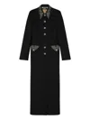 Versace Felted Studded Longline Coat In Black