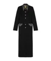 Versace Felted Studded Longline Coat In Black