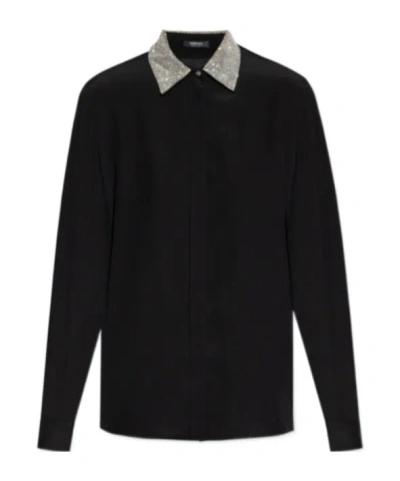 Versace Embellished-collar Shirt In Black