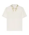 Versace Embellished-collar Short-sleeve Top In Neutral