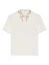 Versace Embellished-collar Short-sleeve Top In White