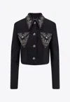 Versace Embellished Cropped Jacket In Black