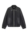 Versace Denim Jacket Elasticated Cuffs Hem Pockets Studs In Black