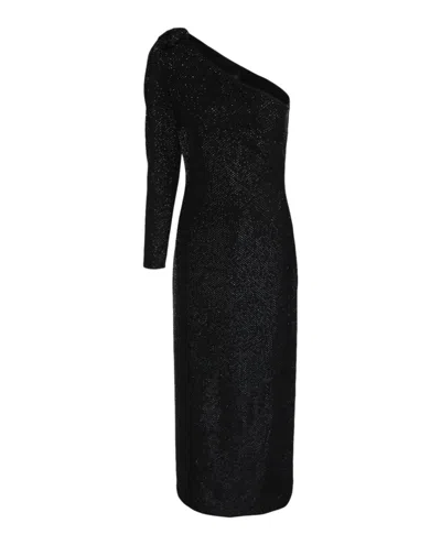 Versace Embellished Silk Evening Gown In Black