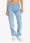 Versace Embellished High-rise Straight-leg Jeans In Blue
