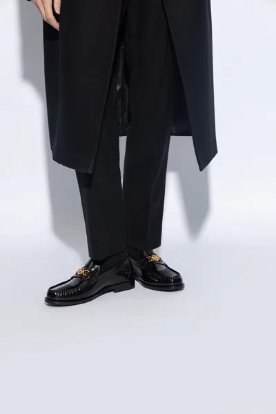 Versace Embellished Loafers In Black
